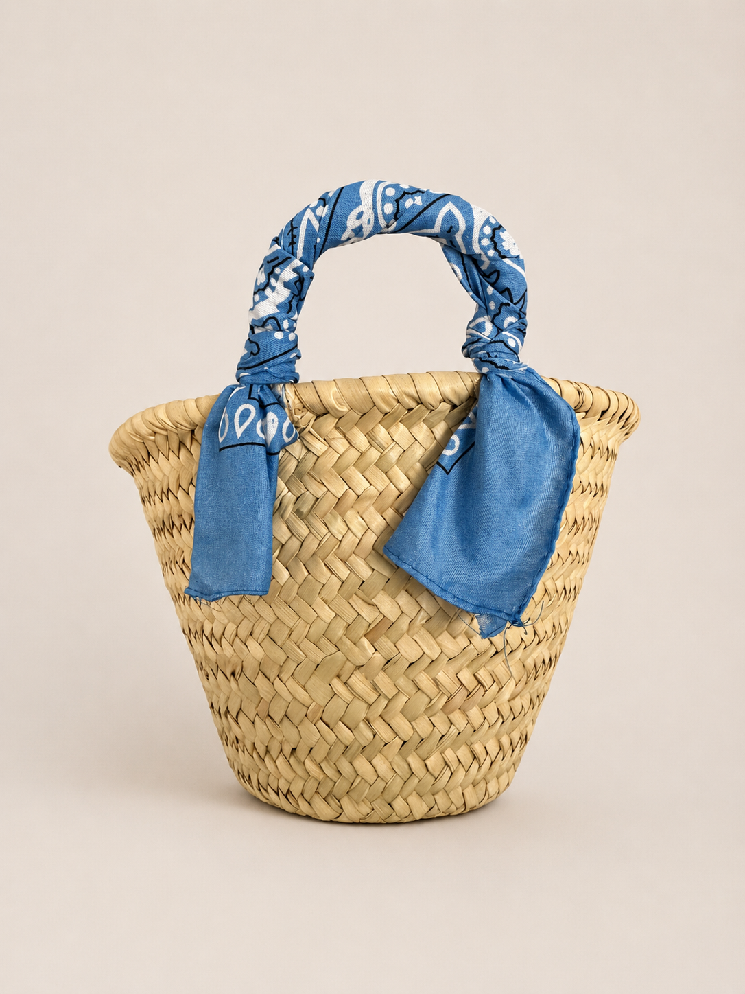 Panier in paglia - Bandana turchese
