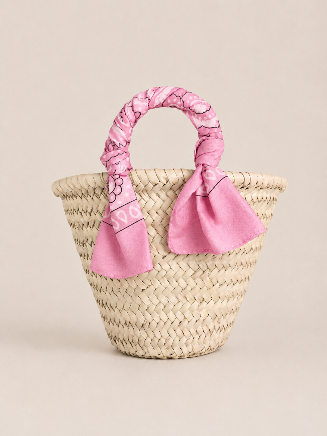 Panier in paglia - Bandana Rosa