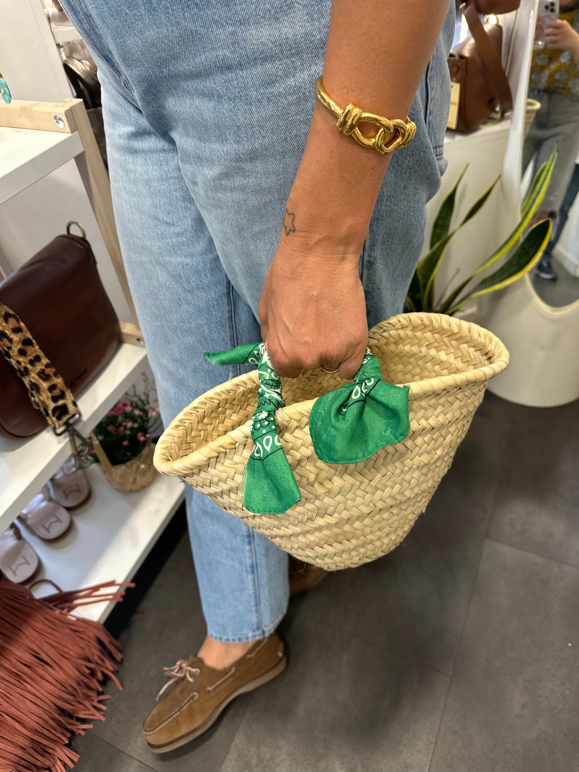 Panier in paglia - Bandana Verde
